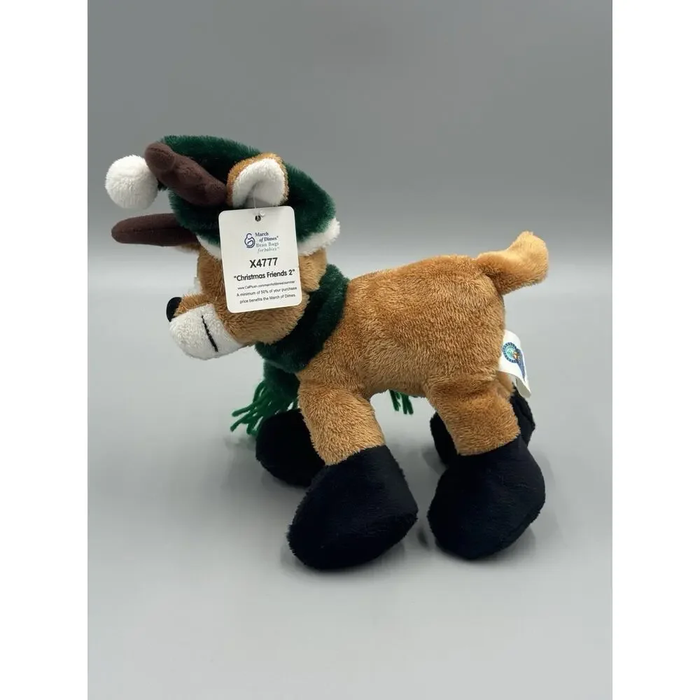 Calplush Christmas Friends Beanie Plush Reindeer In Hat Scarf 7” Stuffed Toy